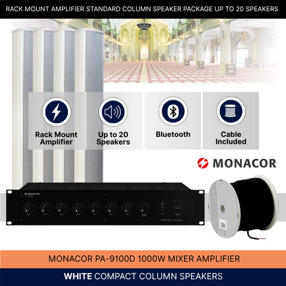 Rack Mount Amplifier Standard Column Speaker Package Up To 20 Speakers Background Music System
