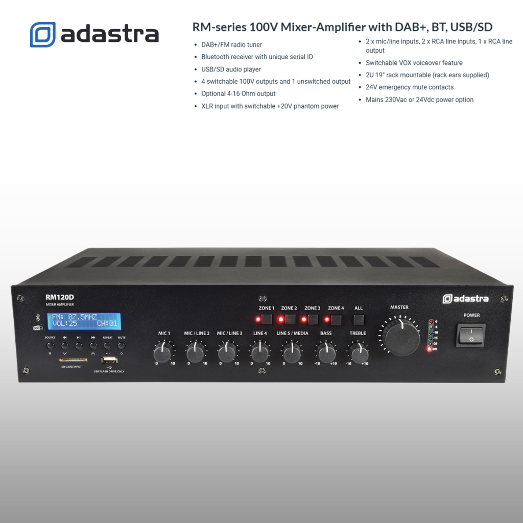 Rack Mount Amplifier Standard Column Speaker Package 2 Speakers Background Music System