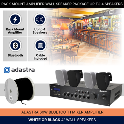 Rack Mount Amplifier Wall Speaker Package Up To 4 Speakers Background Music System