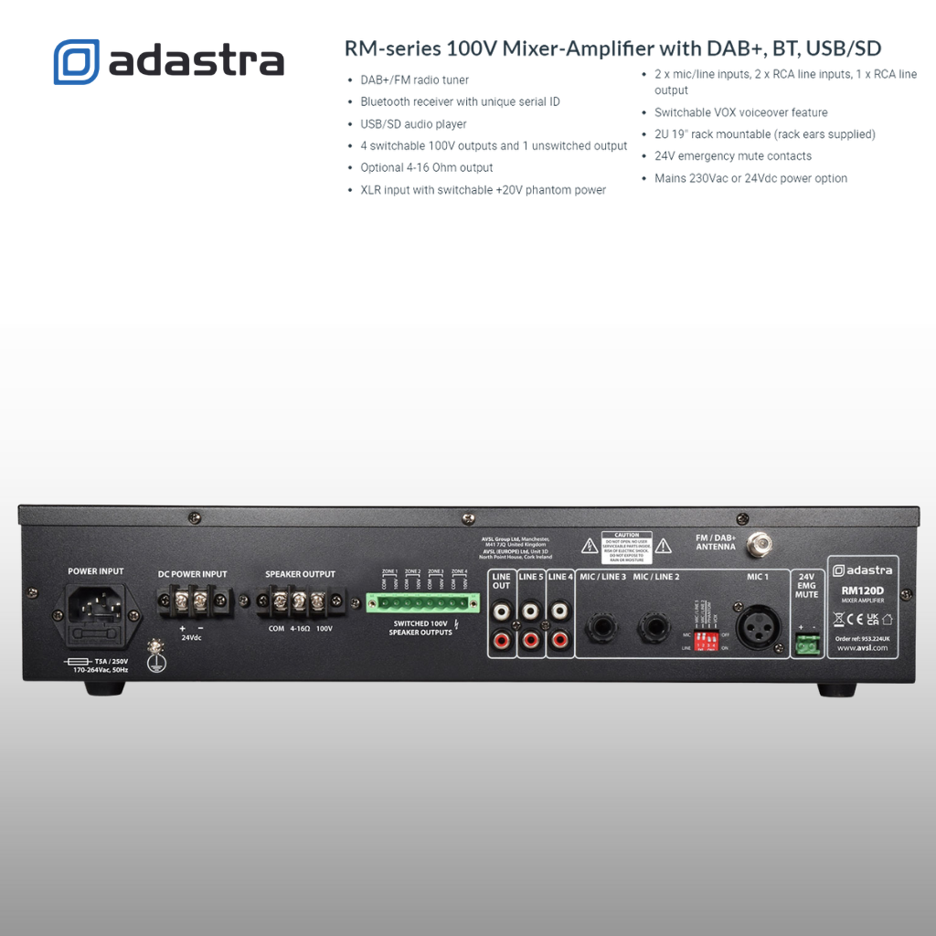 Rack Mount Amplifier Wall Speaker Package Up To 4 Speakers Background Music System