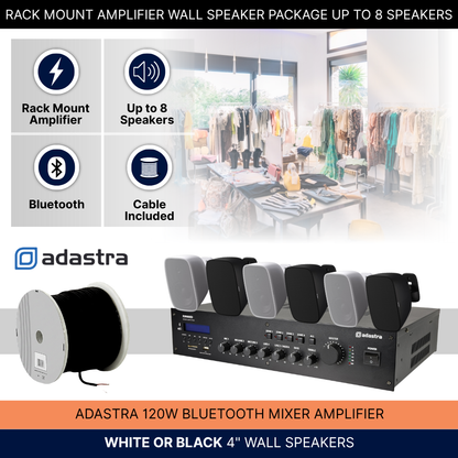 Rack Mount Amplifier Wall Speaker Package Up To 8 Speakers Background Music System