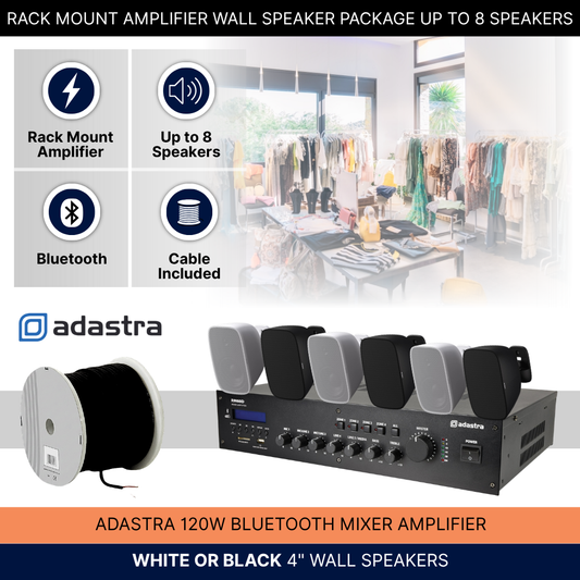 Rack Mount Amplifier Wall Speaker Package Up To 8 Speakers Background Music System