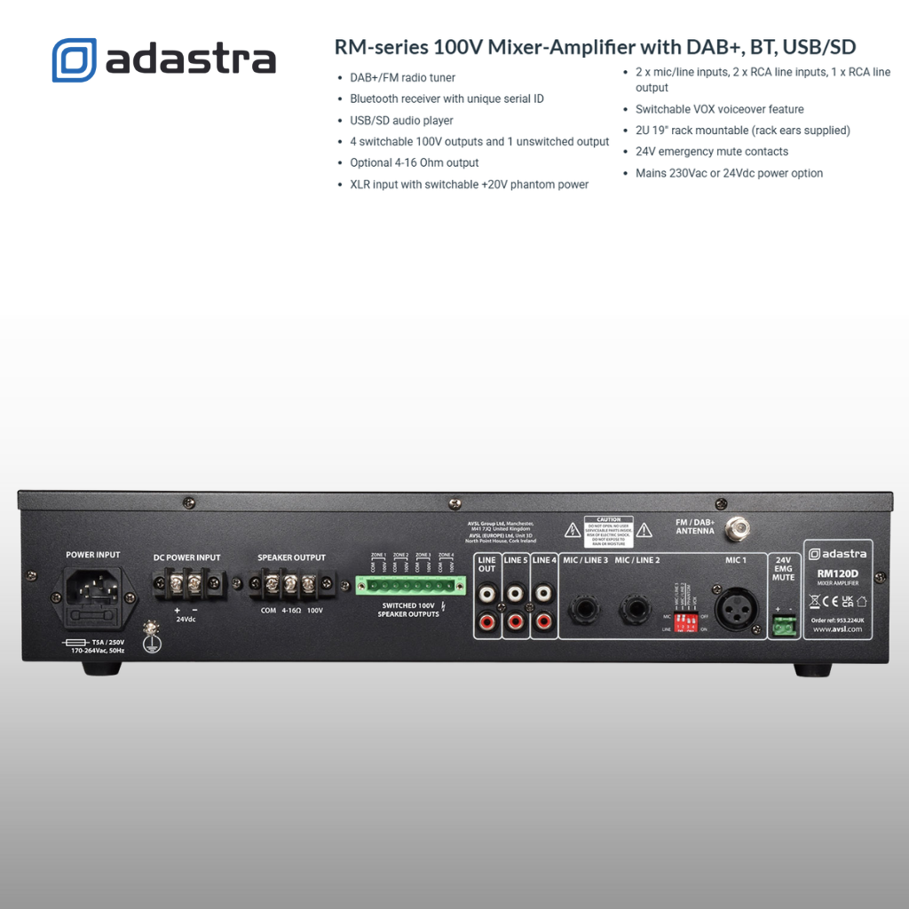 Rack Mount Amplifier Wall Speaker Package Up To 8 Speakers Background Music System