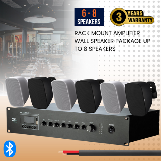 Rack Mount Amplifier Wall Speaker Package Up To 8 Speakers Background Music System