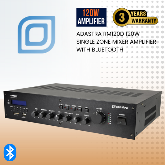 Adastra RM120D 120W single zone mixer amplifier With Bluetooth