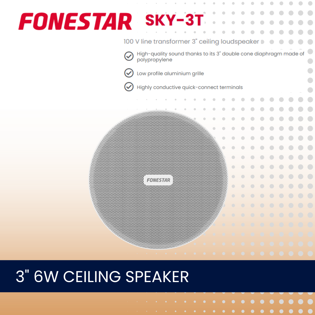 Fonestar SKY-3T 3" 6W 100V line transformer ceiling speaker