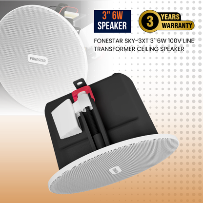 Fonestar SKY-3XT Sauna & Wet Room Ceiling Speaker | 3" 6W 100V Line | IP66 Waterproof