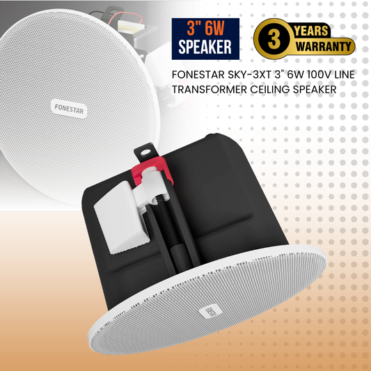 Fonestar SKY-3XT Sauna & Wet Room Ceiling Speaker | 3" 6W 100V Line | IP66 Waterproof