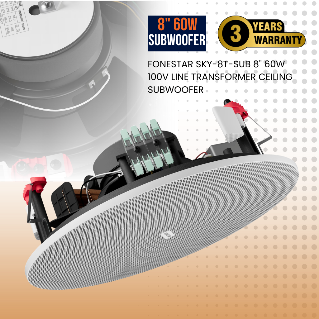 Fonestar SKY-8T-SUB 8" 60W 100V line transformer ceiling subwoofer