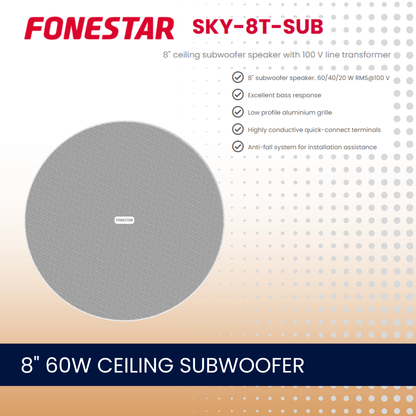 Fonestar SKY-8T-SUB 8" 60W 100V line transformer ceiling subwoofer