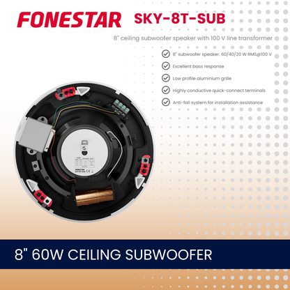 Fonestar SKY-8T-SUB 8" 60W 100V line transformer ceiling subwoofer