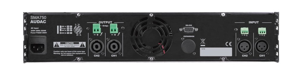 AUDAC SMA750 WaveDynamics 2-channel power amplifier 2 x 750W 4Ω – rear panel