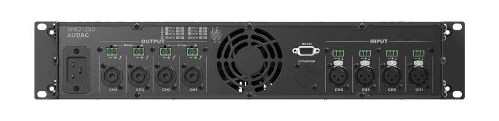 AUDAC SMQ1250 WaveDynamics 4-channel power amplifier 4 x 1250W 4Ω – rear panel