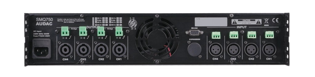 AUDAC SMQ750 WaveDynamics 4-channel power amplifier 4 x 750W 4Ω – rear panel