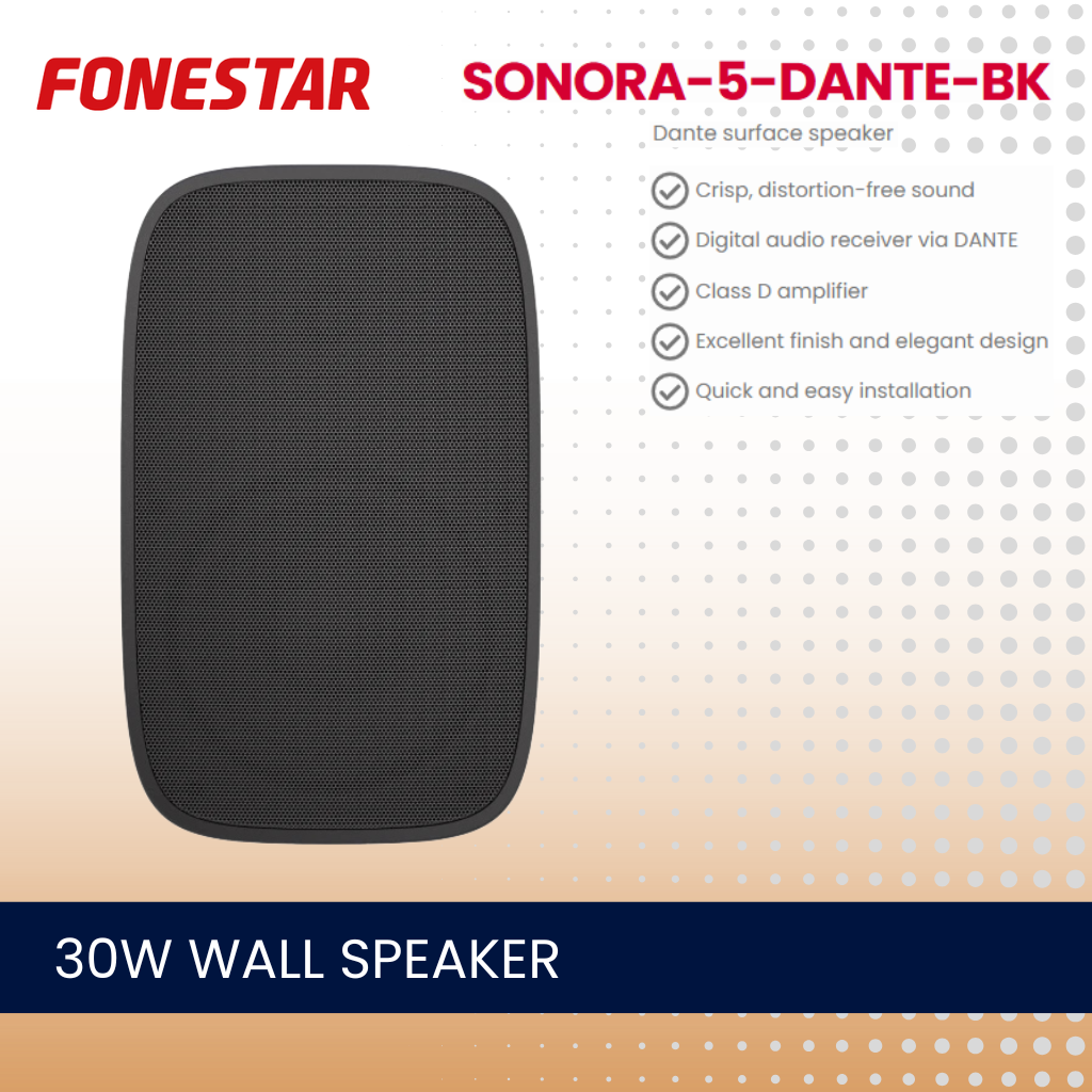 Fonestar SONORA-5-DANTE-BK 5" 30W DANTE wall speaker