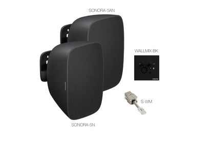 Fonestar SONORA-WM5 Wall mounted stereo sound system with wall mixer in black – product photo