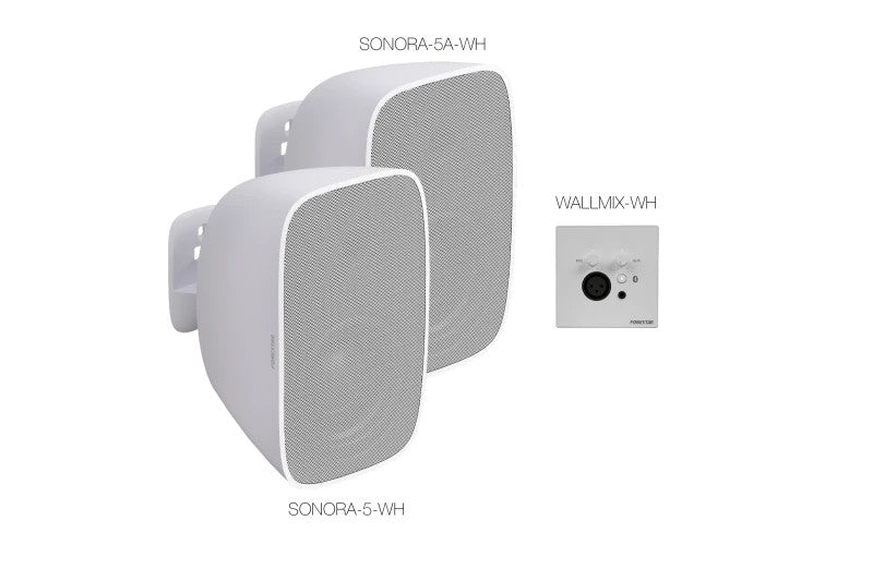 Fonestar SONORA-WM5 Wall mounted stereo sound system with wall mixer in white – product photo