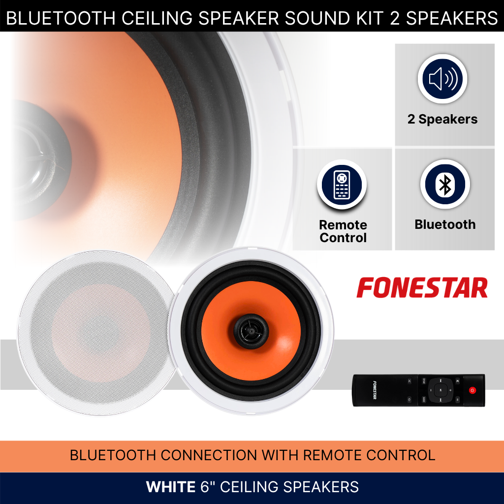 Bluetooth Ceiling Speakers with Remote 2 x 20W Background Music System