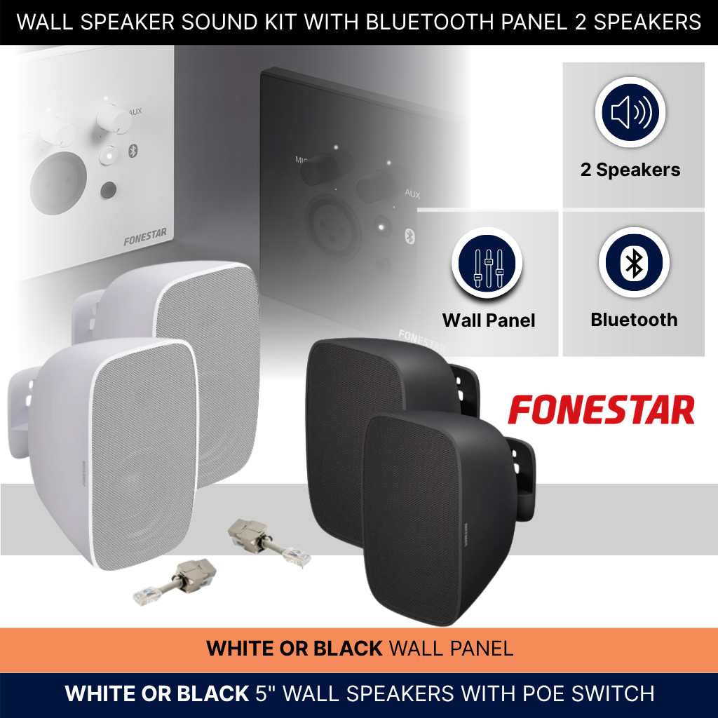 Wall Speaker Sound Kit With Bluetooth Wall Panel 2 Speakers