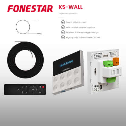 Ceiling Speaker Sound Kit With Bluetooth Wall Panel 2 Speakers Background Music System