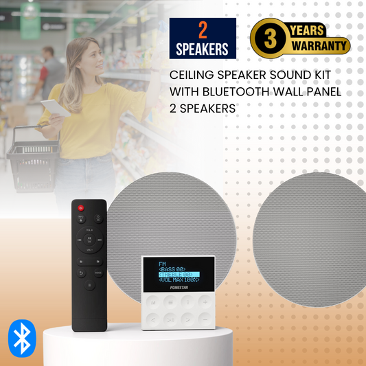 Ceiling Speaker Sound Kit With Bluetooth Wall Panel 2 Speakers Background Music System