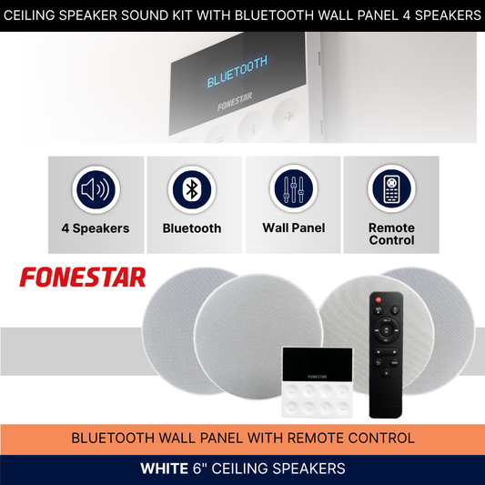 Ceiling Speaker Sound Kit With Bluetooth Wall Panel 4 Speakers Background Music System