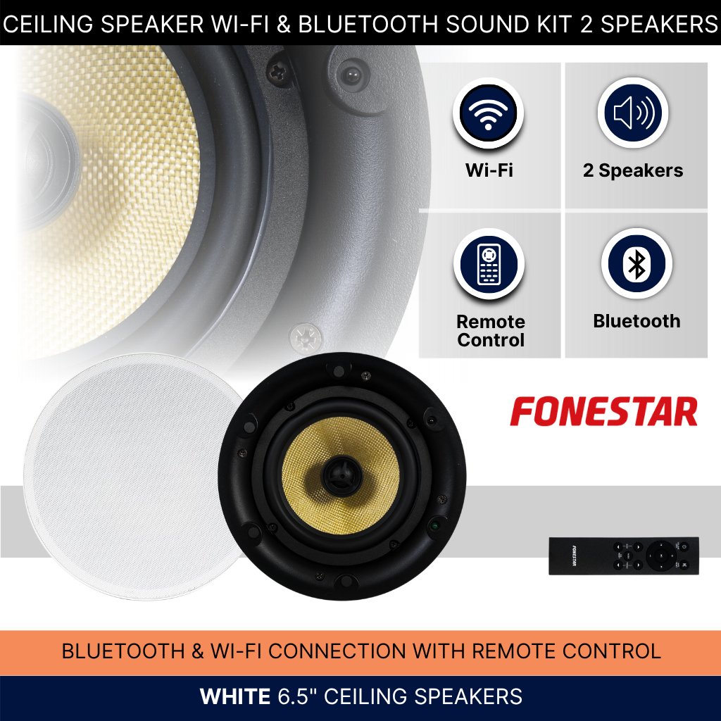 Ceiling Speaker Wi-Fi & Bluetooth Sound Kit 2 Speakers Background Music System