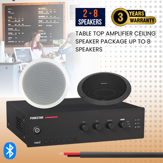 Table Top Amplifier Ceiling Speaker Package Up To 8 Speakers Background Music System