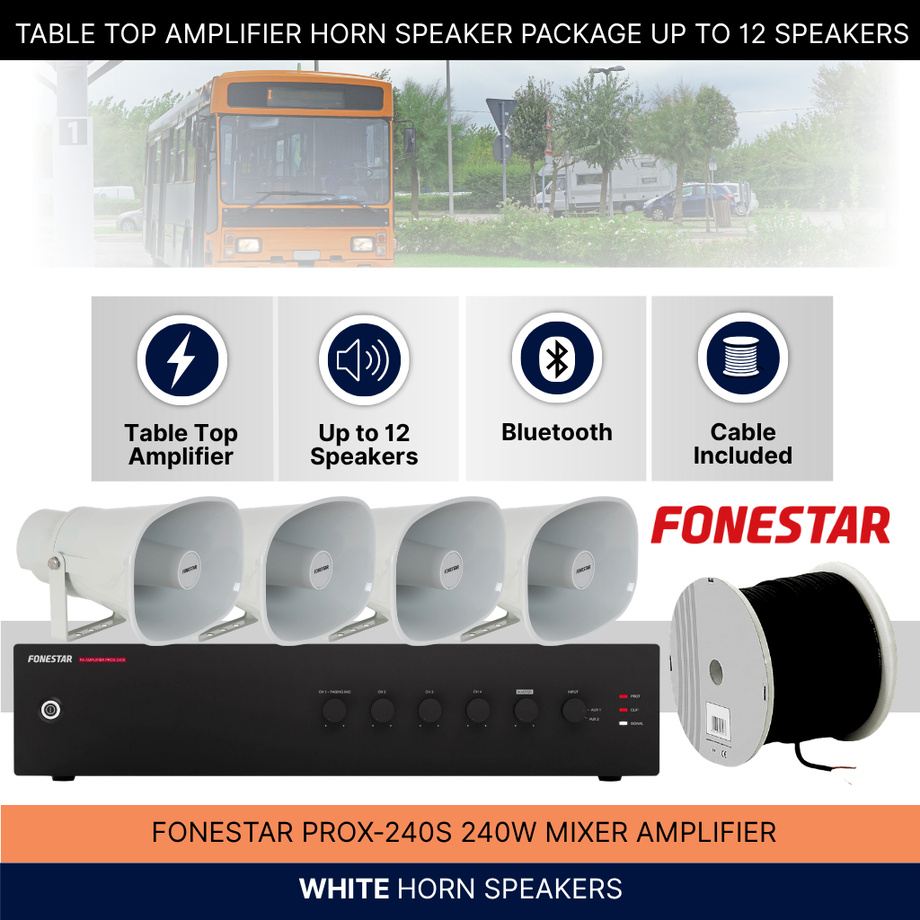 Table Top Amplifier Horn Speaker Package Up To 12 Speakers