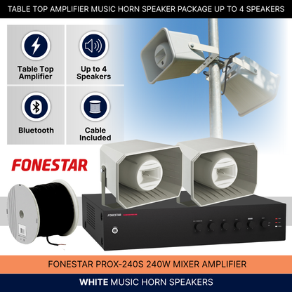 Table Top Amplifier Music Horn Speaker Package Up To 4 Speakers Background Music System