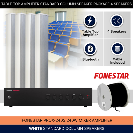 Table Top Amplifier Standard Column Speaker Package 4 Speakers Background Music System
