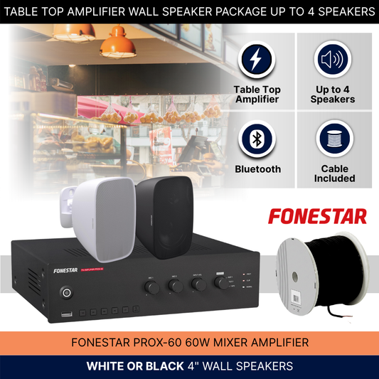 Table Top Amplifier Wall Speaker Package Up To 4 Speakers Background Music System
