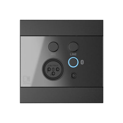 AUDAC WP225 Bluetooth, Microphone and Line input wall panel for MTX matrix – front view, illuminated