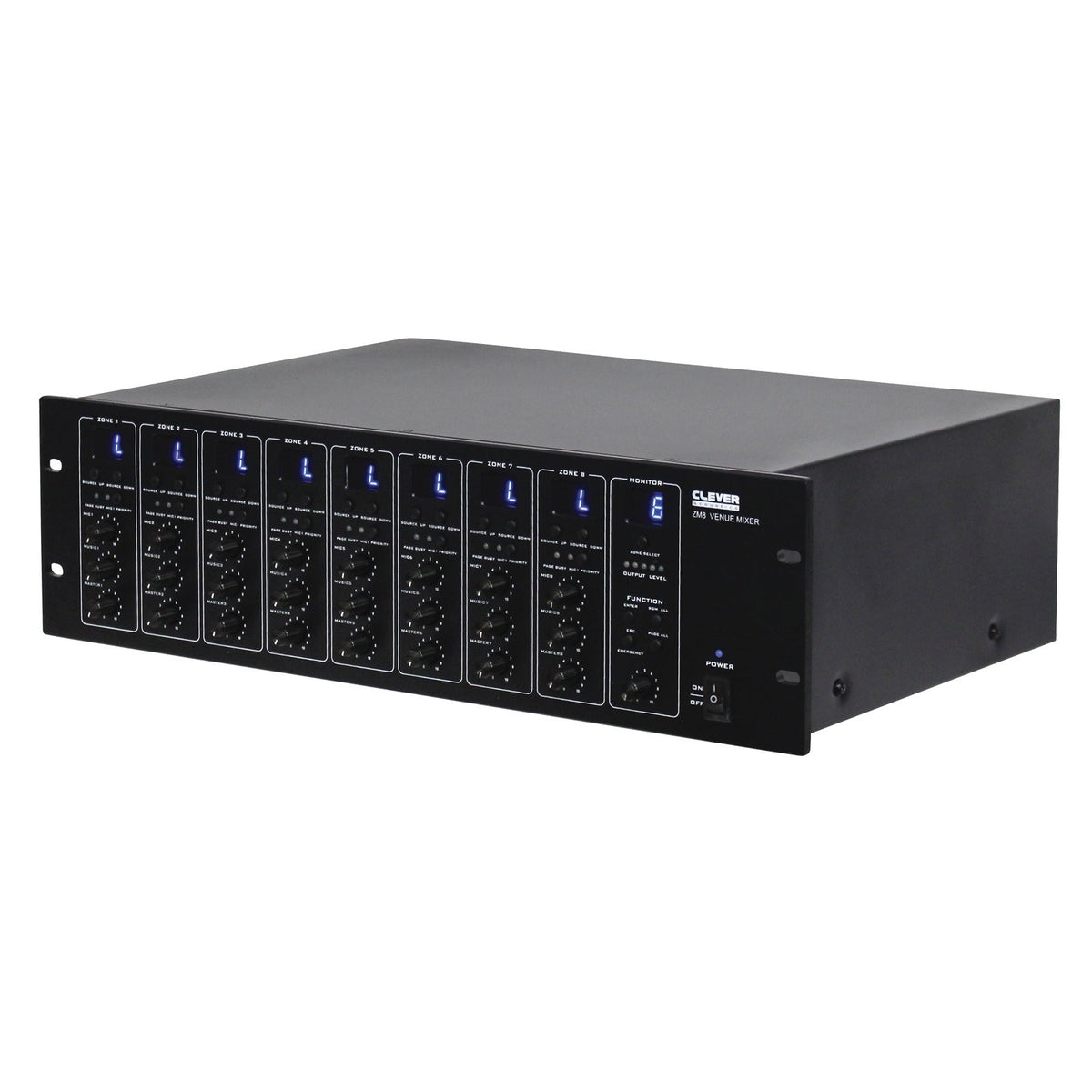 Clever Acoustics ZM 8 8-Zone Matrix Mixer – angled front view