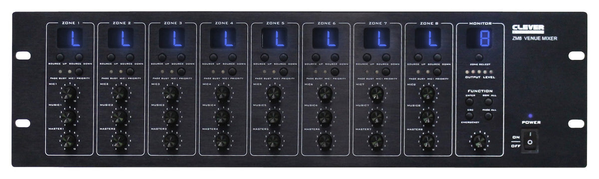 Clever Acoustics ZM 8 8-Zone Matrix Mixer – front panel